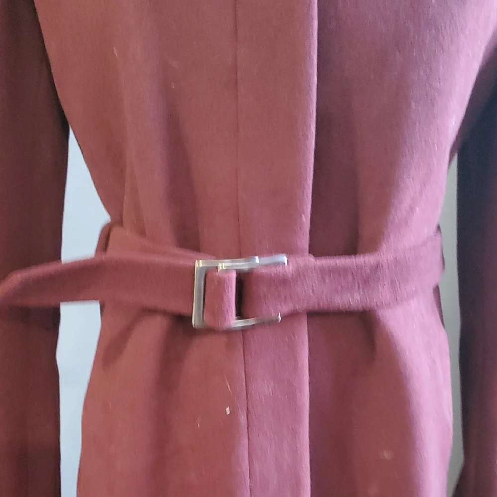 Armani Exchange Cashmere Blend  Plum  Pea  Coat  Size S - Picture 5 of 16